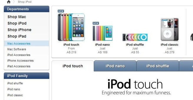 false advertising from apple 5th gen ipod touch from A$219